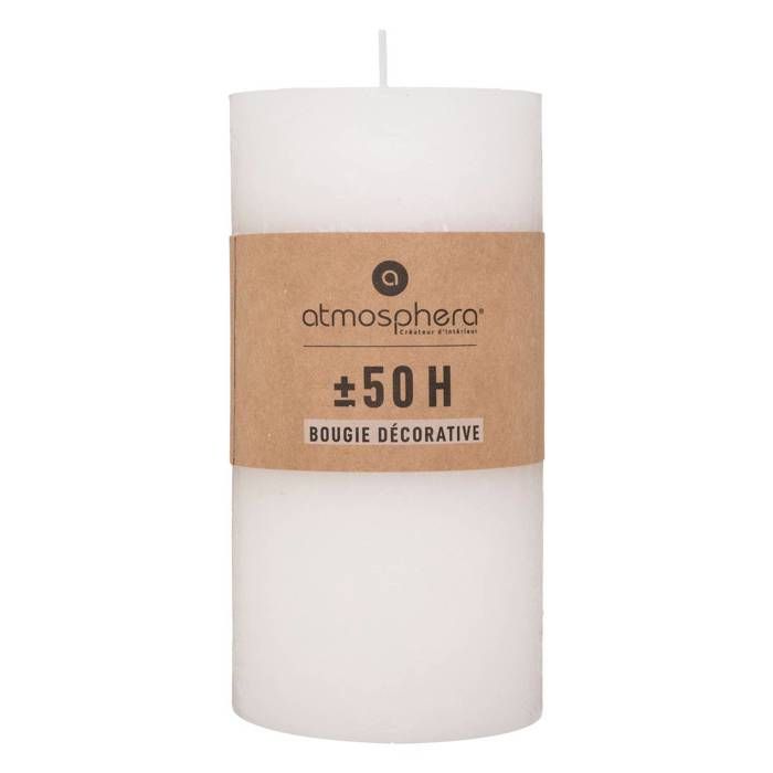 BOUGIE RONDE RUSTIQUE BLANCHE 7 X 14 CM Blanc