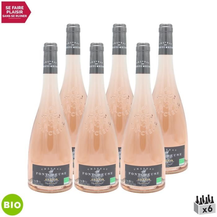Cassis Cuvée F Rosé 2020 - Bio - Lot de 6x75cl - Château de Fontcreuse - Vin AOC Rosé de Provence - Cépages Grenache, Cinsault