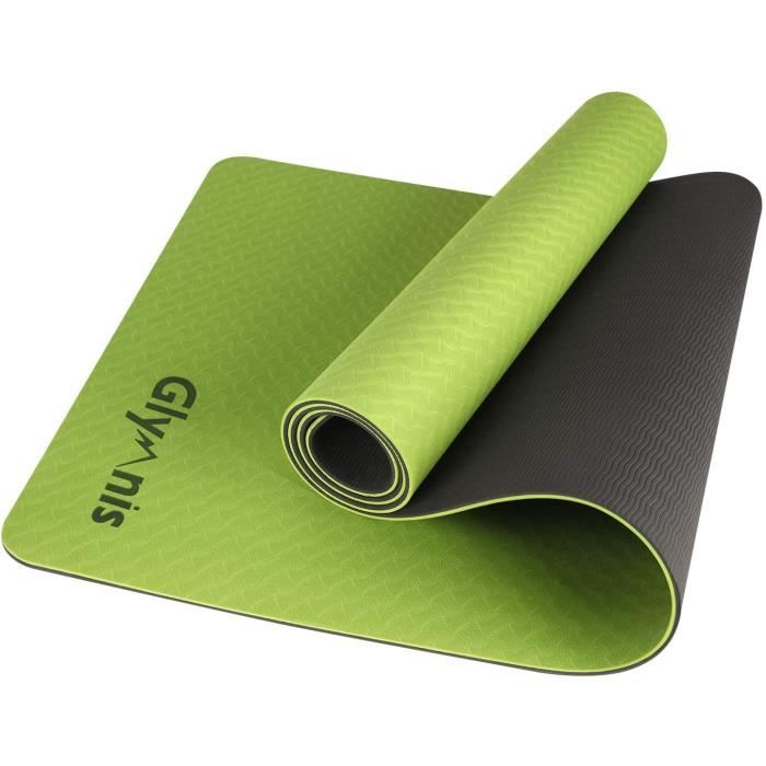 Glymnis Tapis de Yoga Tapis de Sport en TPE Matériaux Antidérapant et Durable Épaisseur de 6MM 183x61x0.6cm pour Yoga Fitness Pilate