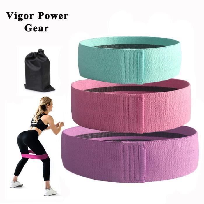 3pc Bandes de Résistance élastiques, Bande elastique musculation Fitness pour jambes et fesses antidérapantes anti-dérapant Yoga