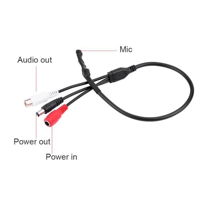 Capteur audio Mini microphone Haute Sensibilité Large plage de surveillance Capteur audio Mic pour caméra de vidéosurveillance,