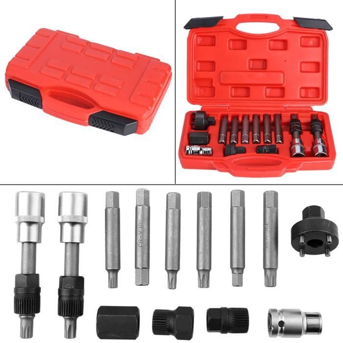 13 pièces - ensemble alternateur roue libre poulie retrait douille bit Garage Service outils Kits adaptés pour Ford HB036