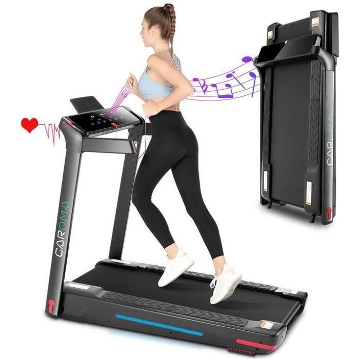 Tapis de course pliable - Inclinaison 4% - Ecran LED - 12 Programmes - 14 km/h - Max 120KG - avec APP+Haut-parleur Bluetooth