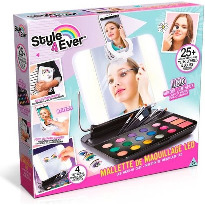 Canal Toys- Mallette de maquillage avec miroir LED lumineux et porte-téléphone- Style 4 Ever - dès 8 ans - OFG247