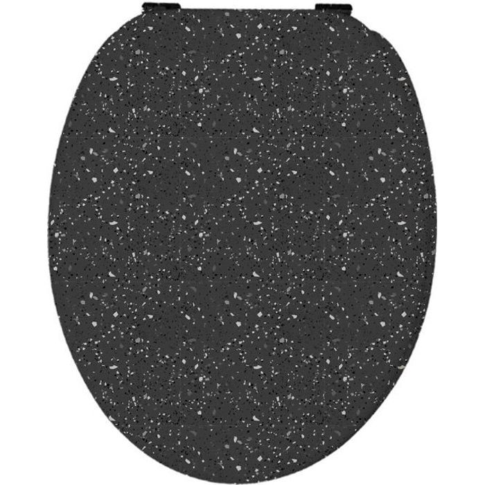 Abattant WC Terrazzo MDF Bois compressé Noir 44x37cm 44 x 37 x 4 cm