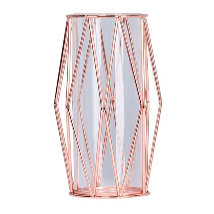 Vase à Fleur Décoratif Nordique De Fer De Fleur Pour Décor à Maison Rose d'or-S