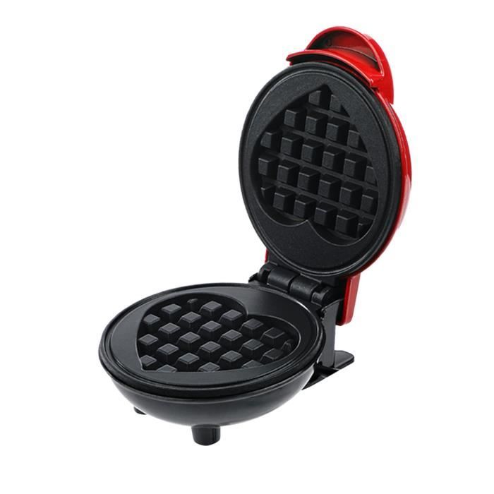 Mini Gaufrier, Plaque à Gaufre en forme de cœur avec Revêtement anti-adhésif, Design rétro, Gaufrier Professionnel Eléctrique 350W