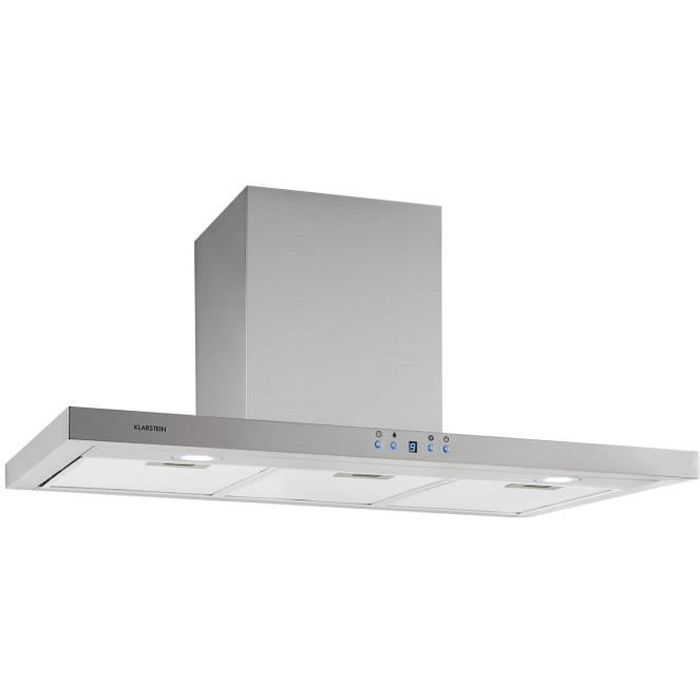 Klarstein Limelight Hotte murale aspirante 90 cm - Débit 600 m³-h - 3 vitesses - Eclairage LED - Classe énergétique A++ - Argent