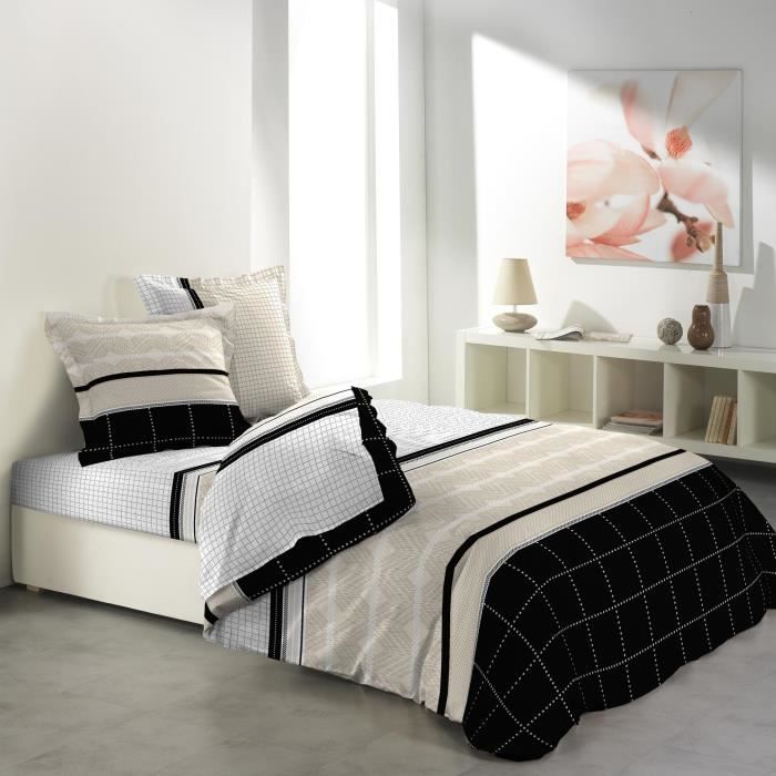 CDaffaires so parure drap 4 p. 140 x 190 cm imprime 57 fils allover tableo