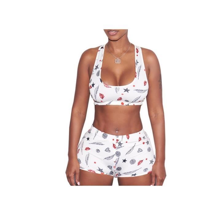 ensemble de sport Maillot de Bain Femme 2 Pièce Bikini Taille Haute Shorty Push Up sexy