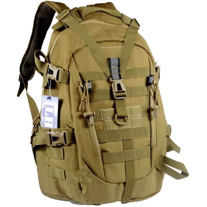 LHI Sac à dos tactique 35L pour homme, Molle Assaut Pack, sacs à dos pour ordinateur portable pour voyage trekking, Randonnée Noir……