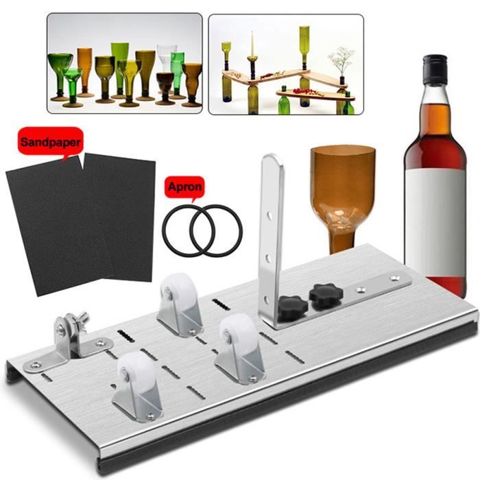 AvanC Kit Coupe Bouteille Verre 2x Papier de Verre 2x Anneau DIY Décoration
