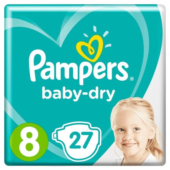 PAMPERS Baby Dry Taille 8, 17+ kg, 27 couches