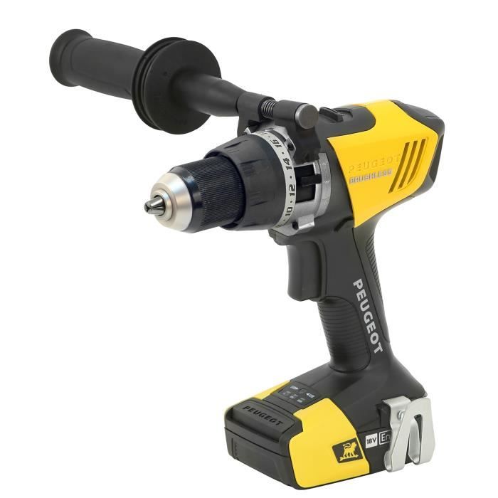 ENERGYDRILL-18VPBL2 Perceuse à percussion BRUSHLESS 18V 2,0 et 5,0Ah PEUGEOT OUTILLAGE