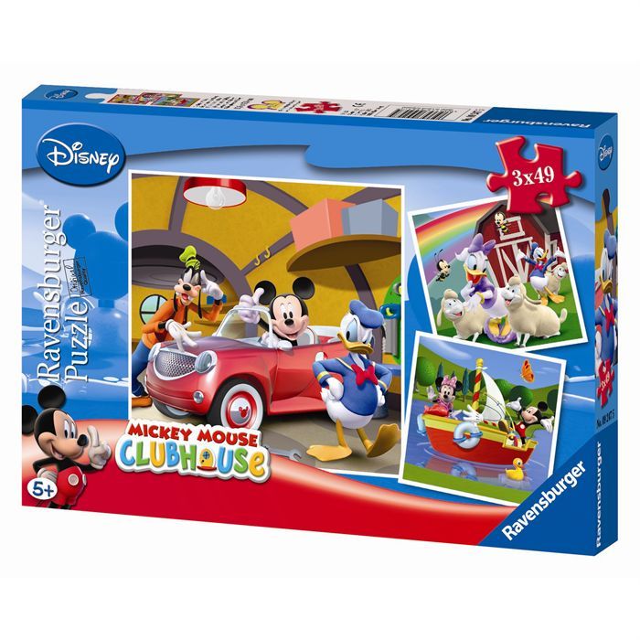 MICKEY MOUSE Puzzles 3x49 pièces - Tout le monde aime Mickey - Ravensburger - Lot de puzzles enfant 