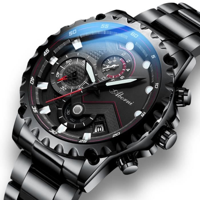 SHARPHY Montre Homme Automatique - Chronographe - Étanche - Noir