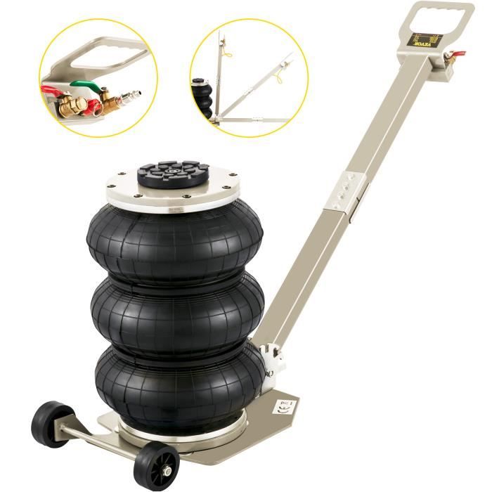 Cric Pneumatique - VEVOR - 3 T - Cric de Levage Pneumatique Coussins Triples 15-40 cm