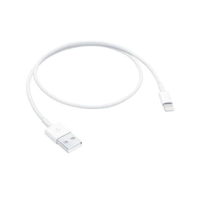VSHOP® Câble USB A vers Lightning chargeur compatible pour iPhone Blanc 30 cm idéale pour power bank