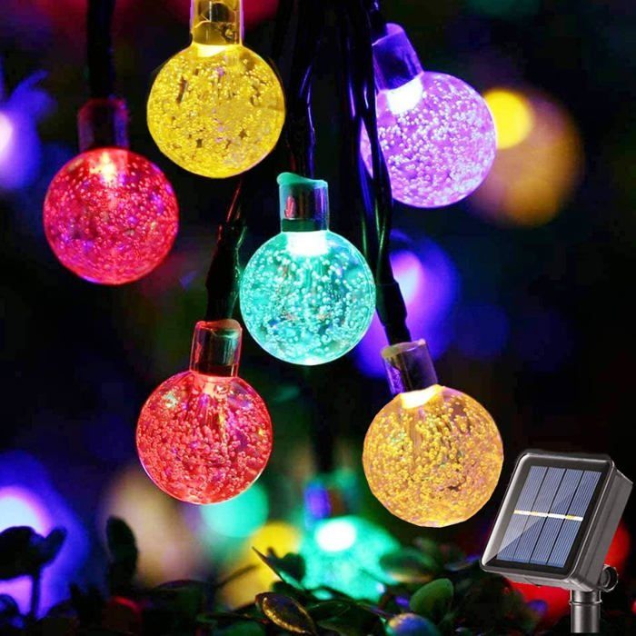 Guirlande Solaire 60 LED Boules Cristal 13,8m - 8 Modes, Étanche IP44, Déco Jardin Terrasse Balcon Fête Noël