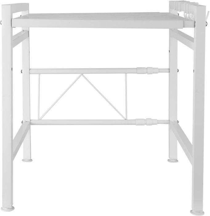 KEVO Support Extensible Métal Four Micro-Ondes 2 Couches - Blanc, Réglable 40-64cm, Charge 25kg, Idéal Épices Et Accessoires Cuisine