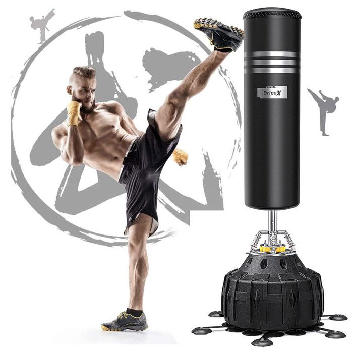 YOLEO Sac De Frappe Boxe Sur Pied 175 Cm - Punching Ball Autoportant Adulte Avec 12 Ventouses Puissantes Pour Fitness MMA Taekwondo