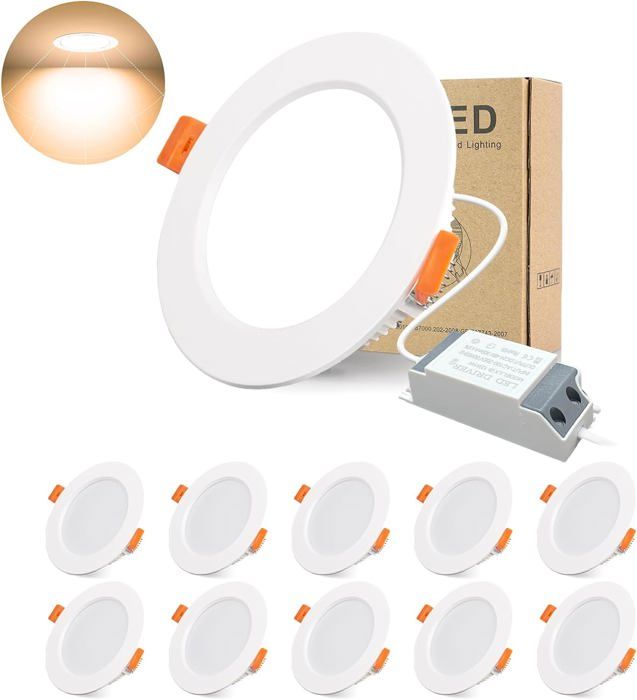 Lot De 10 Spots LED Encastrables Extra Plats 5W 450LM – Tomosu Blanc Neutre IP44