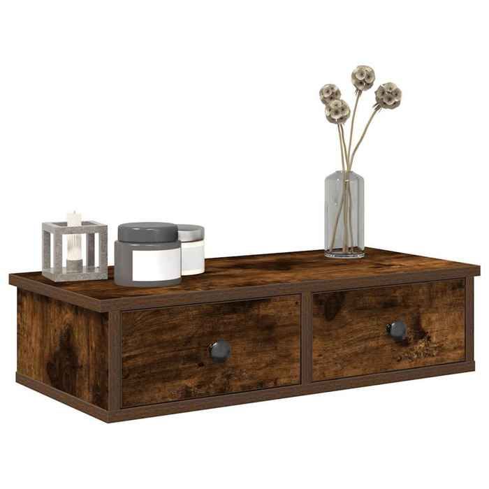 vidaXL Étagère murale avec tiroirs chêne fumé bois dingénierie étagère murale avec armoire meuble de rangement mural 859945