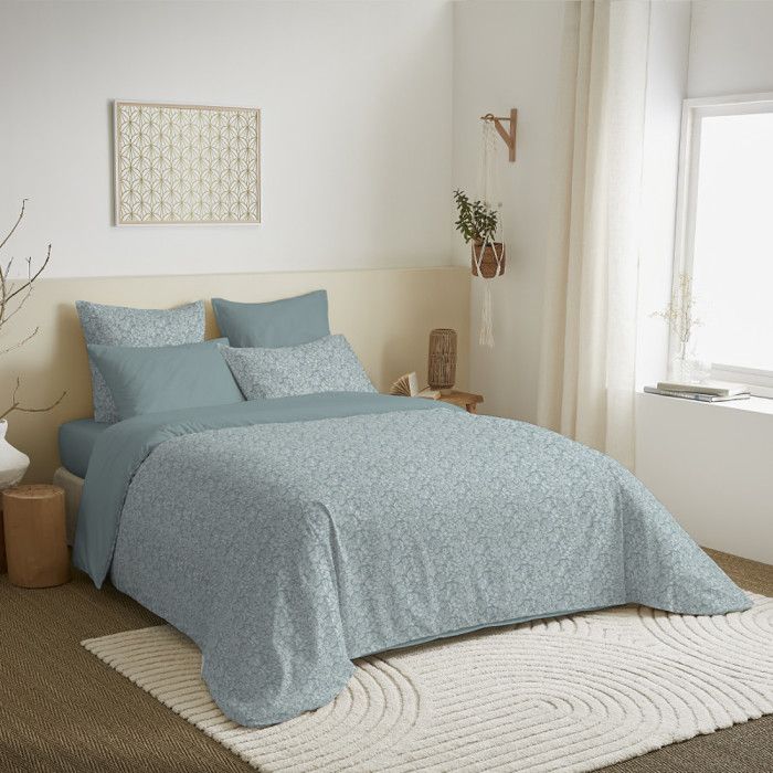 Pack complet housse de couette - Céleste - King Size - 100% coton - 6 pièces - Réversible Pack complet housse de couette - Céleste - King Size - 100% coton - 6 pièces - Réversible