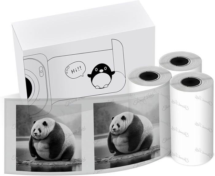 3 Rouleaux Papier Thermique Autocollant 50mmx3.5m Pour Imprimantes T02/M02L/M02X - Noir Sur Blanc, Conservation 10 Ans