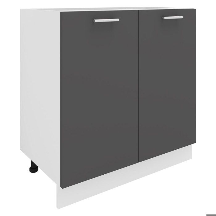 Esilo meuble bas de cuisine 80 cm 2 portes blanc gris.