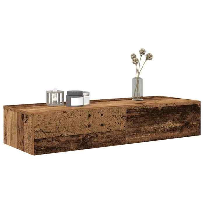 vidaXL Étagère murale avec tiroirs vieux bois bois dingénierie étagère murale avec armoire meuble de rangement mural 859993