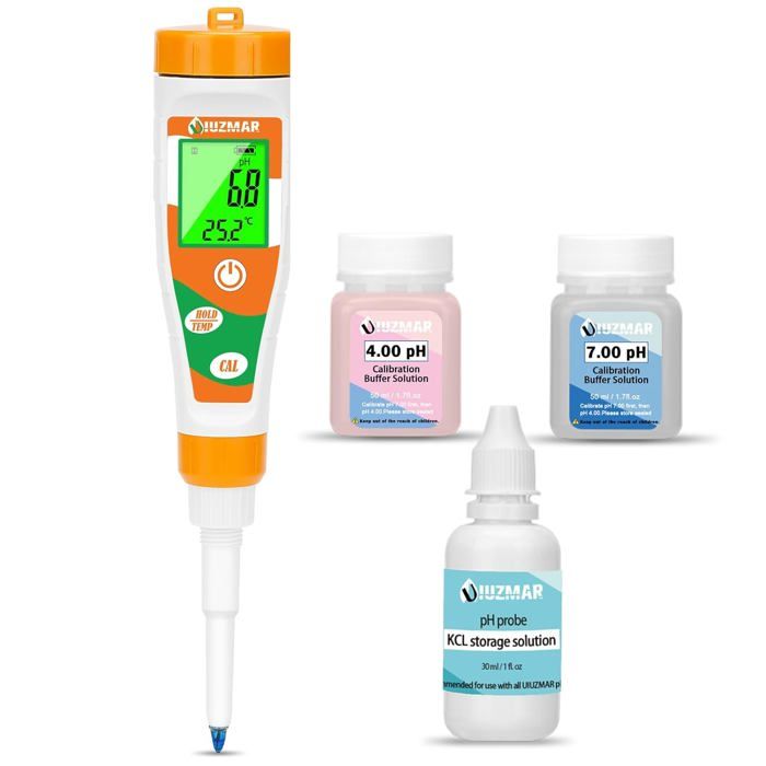 Testeur De PH Numérique Pour Sol Et Eau - Électrode Verre Bleu, Rétroéclairage LCD - Pour Jardin, Hydroponie - 5