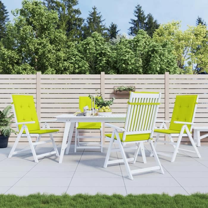 Coussins de chaise de jardin à dossier haut lot de 4-Coussins pour chaise dextérieur 4 pcs vert vif