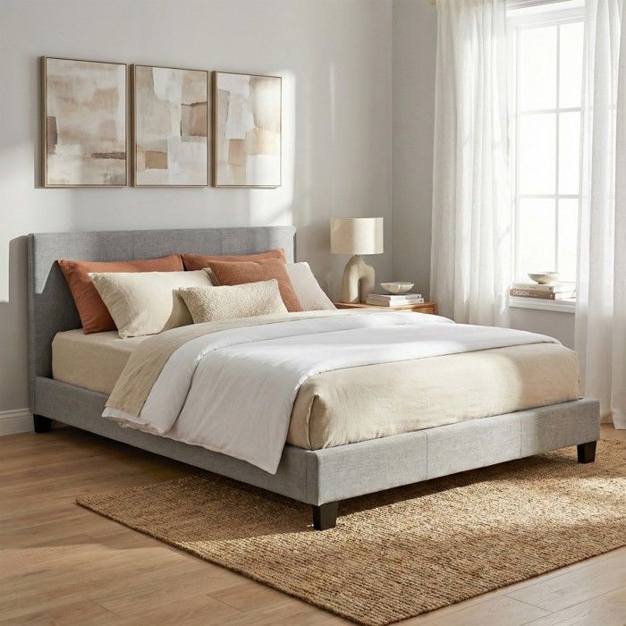 Ensemble Matelas + Lit 140x190 DUBLIN / Gris clair Ensemble Matelas + Lit 140x190 DUBLIN / Gris clair