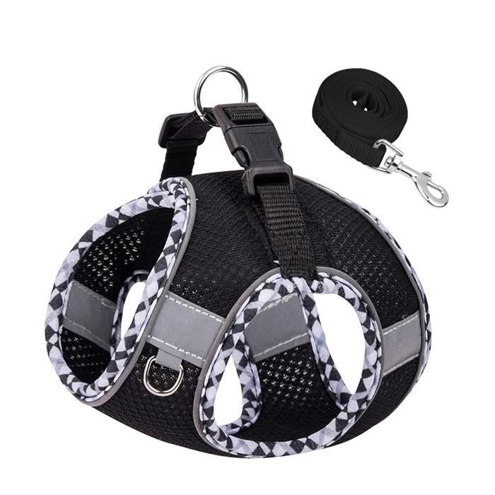 Comparer les prix de Petit Harnais anti-traction pour chiens de petite et moyenne taille harnais réglable avec laisse pour la marche la course et len