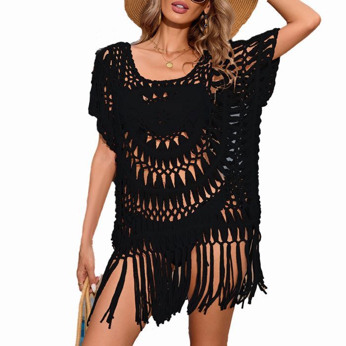 Robe d'été décontractée en dentelle unie pour femmes, élégante, col en