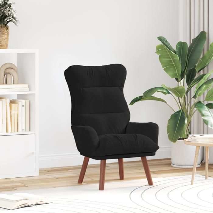 Moderne Chaise relaxante en velours noir - Fauteuil TV/Salon FR(56540832)