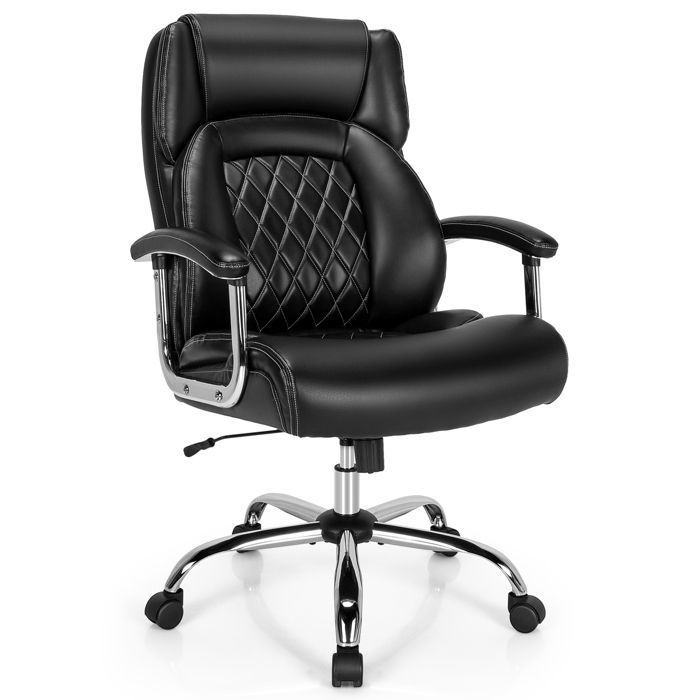 GIANTEX Chaise de Bureau Ergonomique à Hauteur Réglable Fauteuil à Roulette 360°en Simili Cuir avec Accoudoirs et Dossier Noir GIANTEX Chaise de Bureau Ergonomique à Hauteur Réglable Fauteuil à Roulette 360°en Simili Cuir avec Accoudoirs et Dossier Noir