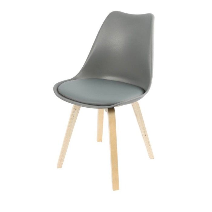 Chaise scandinave grise avec coussin Chaise scandinave grise avec coussin