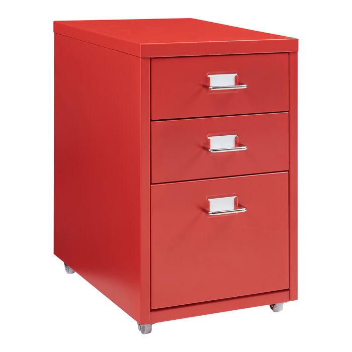 Caisson de bureau à roulettes Kökar acier 48 x 28 x 41 cm rouge