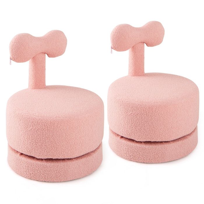 DREAMADE Ensemble de 2 Canapés pour Enfants Rembourrés Canapé avec Dossier Confortable Tissu Doux pour la Peau et Assise