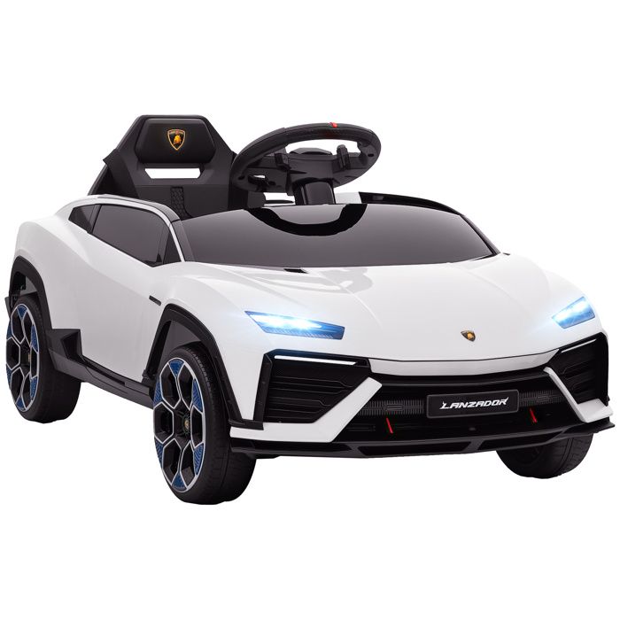 Voiture électrique enfant - AIYAPLAY - 12V avec télécommande 24G et 2 moteurs vitesse max. 4 km/h - 1015 x 49 x 43 cm - blanc