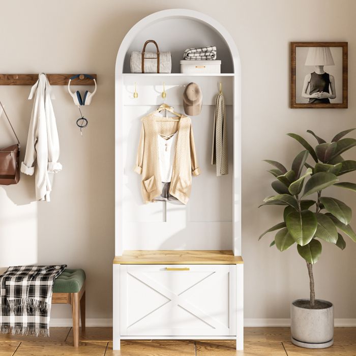 Armoire dentrée - PDZZZD - 195 x 75 x 35 cm - Design moderne - Etagère à chaussures - Crochets en aluminium