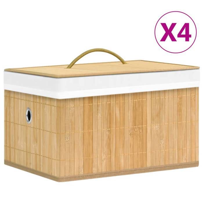 Boîtes de rangement - vidaXL - Bambou - 4 pièces - Pliables - 31x31x20 cm