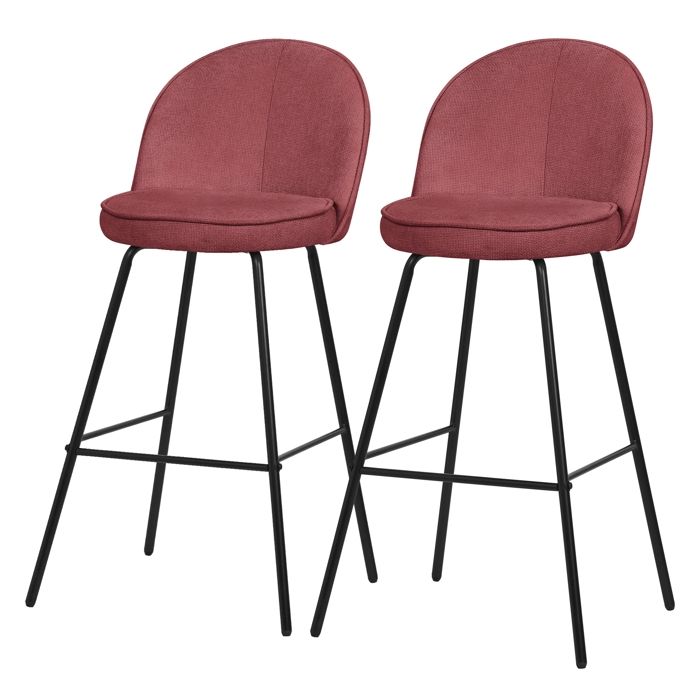 Lot 2 tabourets de bar ML-Design tissu rouge hauteur 75 cm avec dossier et repose-pieds cuisine îlot Lot 2 tabourets de bar ML-Design tissu rouge hauteur 75 cm avec dossier et repose-pieds cuisine îlot