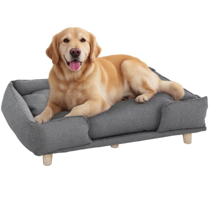 Meilleurs prix pour Canapé Chien Gris Foncé - Coussin Amovible Lavable 100% Naturel - Lit Confortable pour Chats et Chiens96x66x24cm