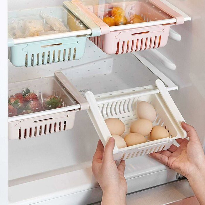 Boîte de Rangement Escamotable pour Frigo Organisateur Réfrigérateur avec Tiroir Lot de 4 Boîtes de Rangement