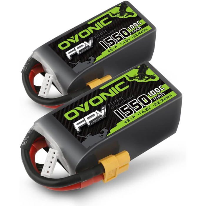 OVONIC Lot de 2 batteries LiPo 4S - 140 C - 6000 mAh - 14,8 V - Avec prise EC5 - Pour voiture radiocommandée, Monster Truck Crawler RC Hobby(2 pièces OVONIC Lot de 2 batteries LiPo 4S - 140 C - 6000 mAh - 14,8 V - Avec prise EC5 - Pour voiture radiocommandée, Monster Truck Crawler RC Hobby(2 pièces