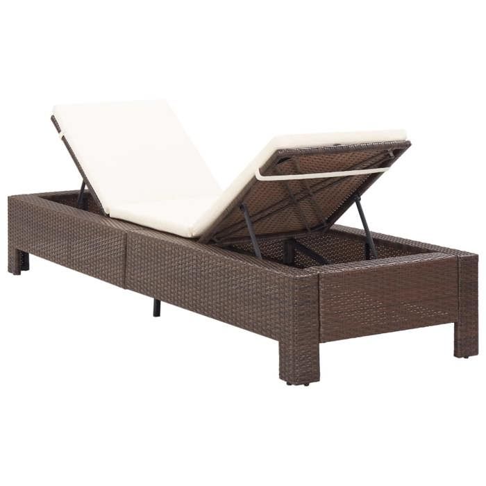 Sale 2026 Transat de jardin - burke - Chaise longue - avec coussin - Marron Résine tressée Cc1314