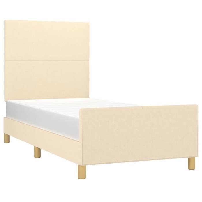 Ventes à perteCadre de lit - SARAZYJ - Lit 1 personnes - Lattes robustes - sans matelas - crème 90 x 190cm tissu - 301637